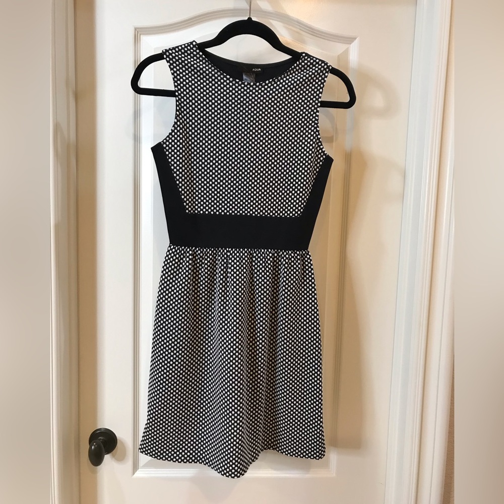 Aqua Black & White Polka Dot Dress